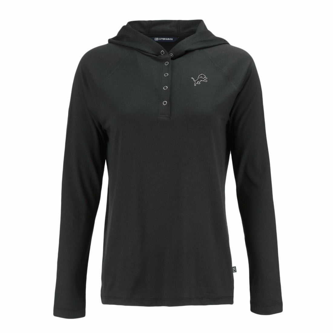 Detroit Lions Cutter & Buck Women's Coastline Epic Comfort Eco Recycled Long Sleeve Hoodie T-Shirt Black