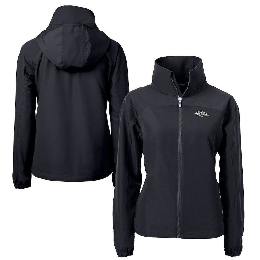 Baltimore Ravens Cutter & Buck Women's Charter Eco Recycled Full-Zip Hoodie Jacket Black