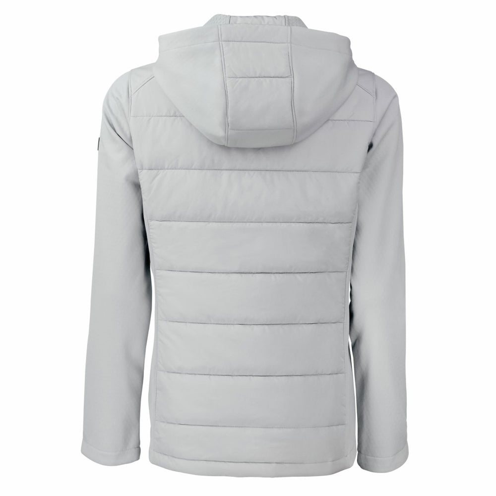 Detroit Lions Cutter & Buck Women's Evoke Hybrid Eco Softshell Recycled Full-Zip Hoodie Jacket Gray