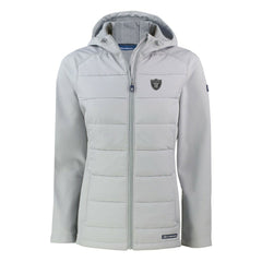 Las Vegas Raiders Cutter & Buck Women's Evoke Hybrid Eco Softshell Recycled Full-Zip Hoodie Jacket Gray