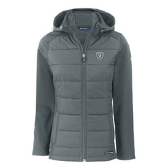 Las Vegas Raiders Cutter & Buck Women's Evoke Hybrid Eco Softshell Recycled Full-Zip Hoodie Jacket Dark Gray