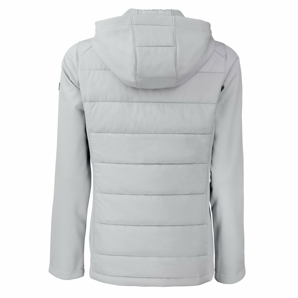 Green Bay Packers Cutter & Buck Women's Evoke Hybrid Eco Softshell Recycled Full-Zip Hoodie Jacket Gray