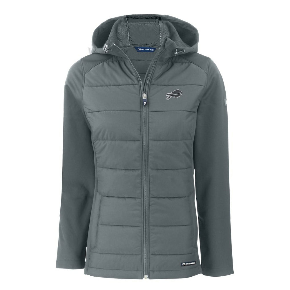 Buffalo Bills Cutter & Buck Women's Evoke Hybrid Eco Softshell Recycled Full-Zip Hoodie Jacket Dark Gray