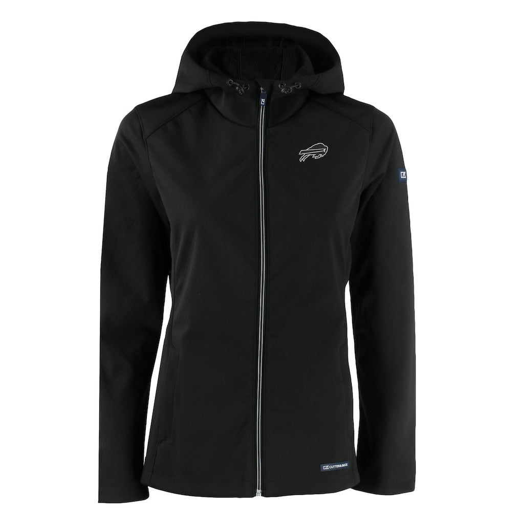 Buffalo Bills Cutter & Buck Women's Evoke Eco Softshell Recycled Full-Zip Hoodie Jacket Black