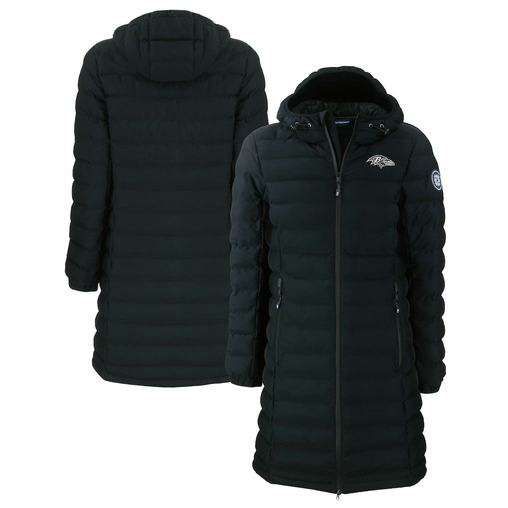 Baltimore Ravens Cutter & Buck Women's Mission Ridge Repreve Eco Insulated Full-Zip Hoodie Long Puffer Jacket Black