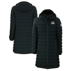 Cincinnati Bengals Cutter & Buck Women's Mission Ridge Repreve Eco Insulated Full-Zip Hoodie Long Puffer Jacket Black