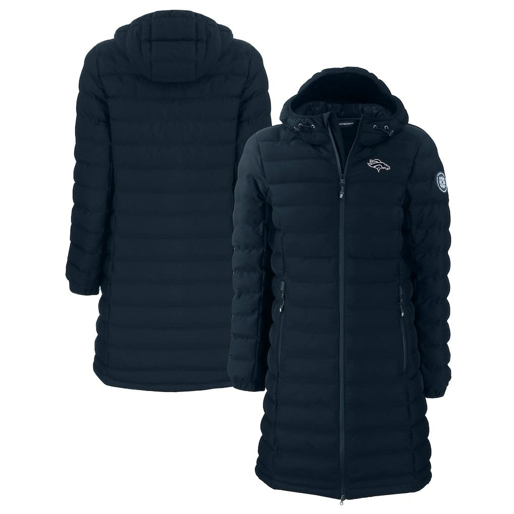 Denver Broncos Cutter & Buck Women's Mission Ridge Repreve Eco Insulated Full-Zip Hoodie Long Puffer Jacket Navy