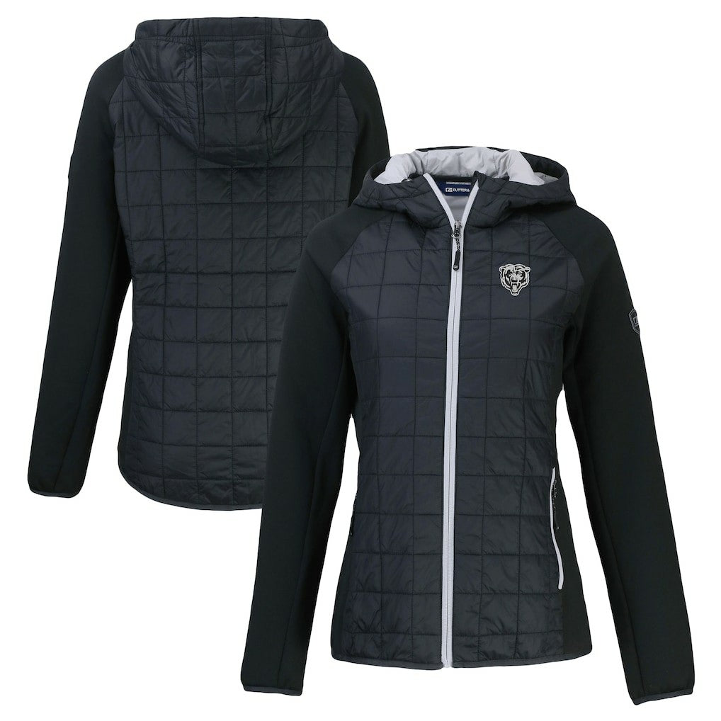 Chicago Bears Cutter & Buck Women's Rainier PrimaLoft Eco Hybrid Full-Zip Hoodie Jacket Black