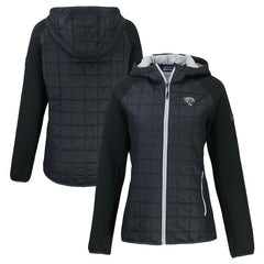 Jacksonville Jaguars Cutter & Buck Women's Rainier PrimaLoft Eco Hybrid Full-Zip Hoodie Jacket Black