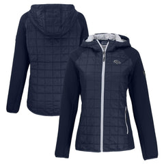 Denver Broncos Cutter & Buck Women's Rainier PrimaLoft Eco Hybrid Full-Zip Hoodie Jacket Navy