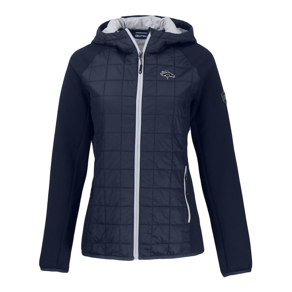 Denver Broncos Cutter & Buck Women's Rainier PrimaLoft Eco Hybrid Full-Zip Hoodie Jacket Navy