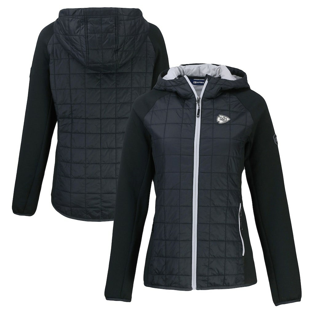 Kansas City Chiefs Cutter & Buck Women's Rainier PrimaLoft Eco Hybrid Full-Zip Hoodie Jacket Black
