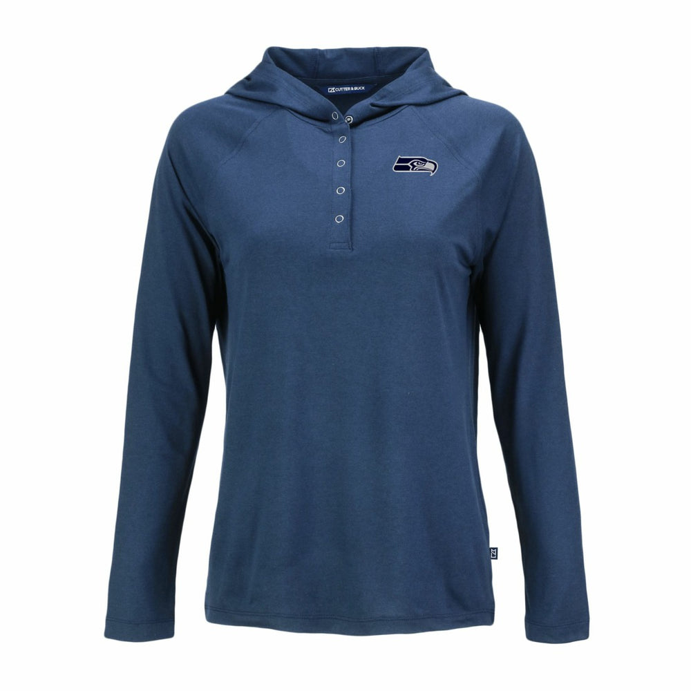 Seattle Seahawks Cutter & Buck Women's Coastline Epic Comfort Eco Recycled Long Sleeve Hoodie T-Shirt Navy