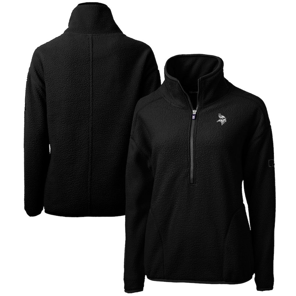 Minnesota Vikings Cutter & Buck Women's Cascade Eco Sherpa Fleece Half-Zip Jacket Black
