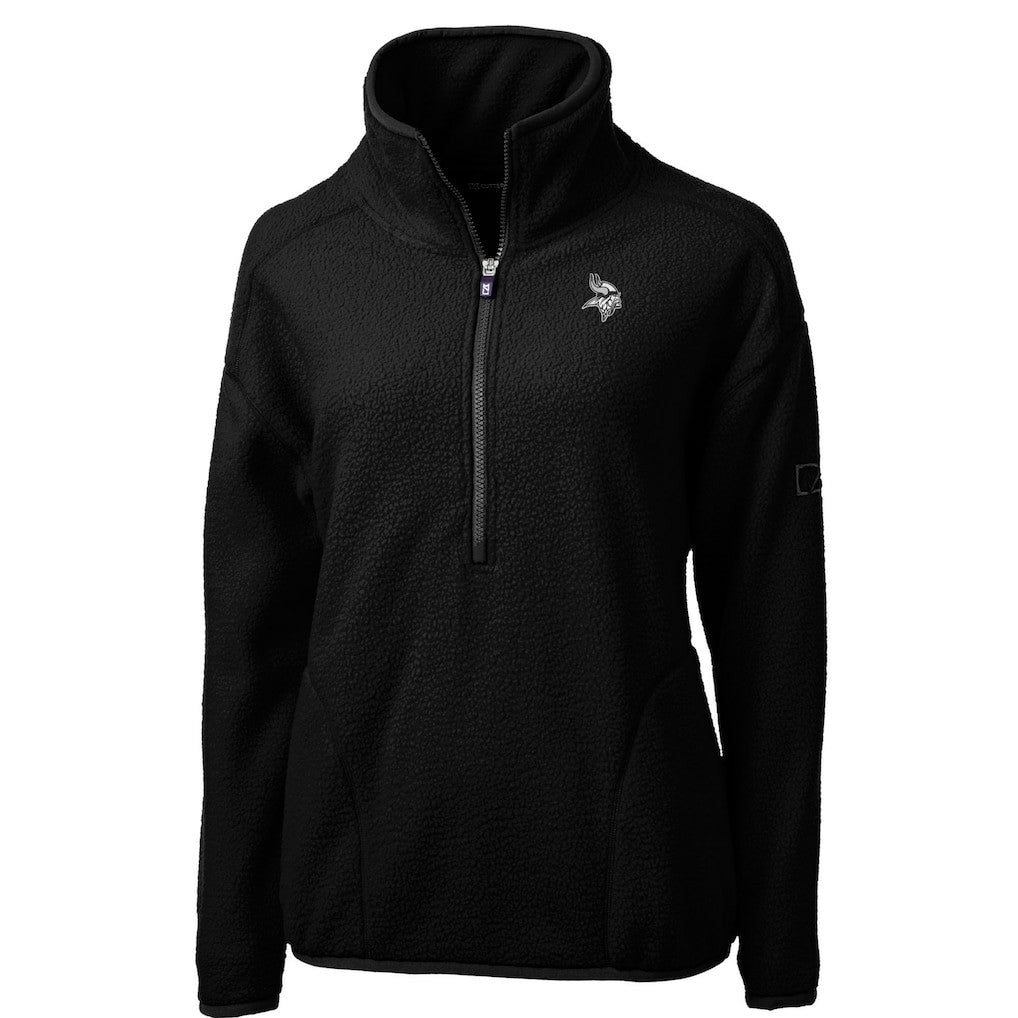 Minnesota Vikings Cutter & Buck Women's Cascade Eco Sherpa Fleece Half-Zip Jacket Black