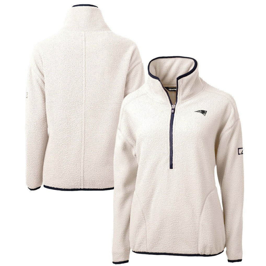 New England Patriots Cutter & Buck Women's Cascade Eco Sherpa Fleece Half-Zip Jacket Oatmeal