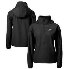 Philadelphia Eagles Cutter & Buck Women's Charter Eco Recycled Half-Zip Hoodie Anorak Jacket Black