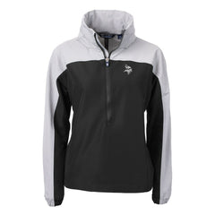 Minnesota Vikings Cutter & Buck Women's Charter Eco Recycled Half-Zip Hoodie Anorak Jacket Black/Gray
