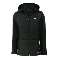 Washington Commanders Cutter & Buck Women's Evoke Hybrid Eco Softshell Recycled Full-Zip Hoodie Jacket Black