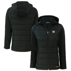 New York Giants Cutter & Buck Women's Evoke Hybrid Eco Softshell Recycled Full-Zip Hoodie Jacket Black