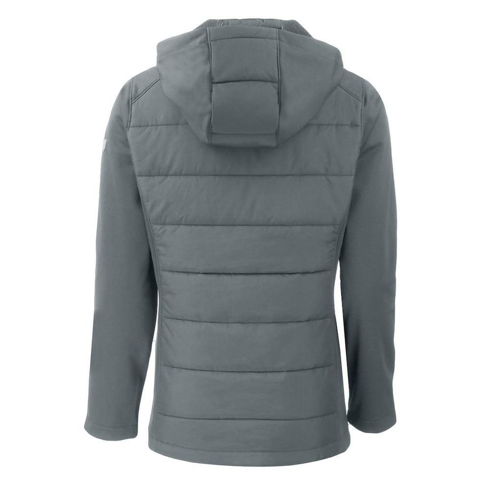 New York Giants Cutter & Buck Women's Evoke Hybrid Eco Softshell Recycled Full-Zip Hoodie Jacket Gray