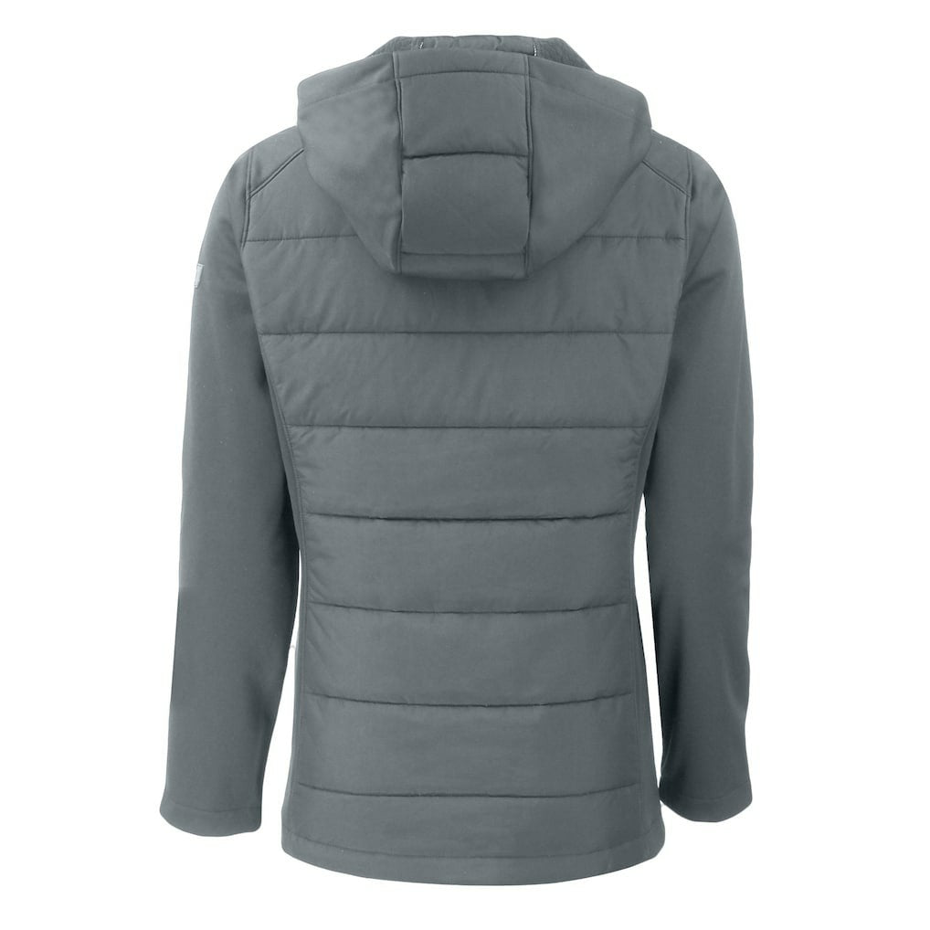 Philadelphia Eagles Cutter & Buck Women's Evoke Hybrid Eco Softshell Recycled Full-Zip Hoodie Jacket Dark Gray