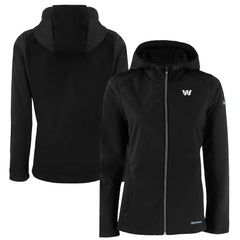 Washington Commanders Cutter & Buck Women's Evoke Eco Softshell Recycled Full-Zip Hoodie Jacket Black