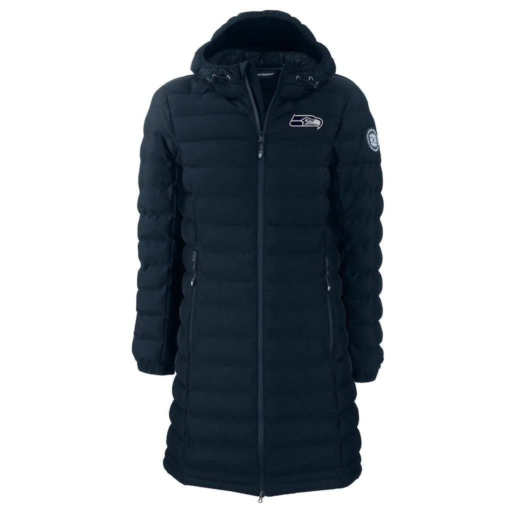 Seattle Seahawks Cutter & Buck Women's Mission Ridge Repreve Eco Insulated Full-Zip Hoodie Long Puffer Jacket College Navy