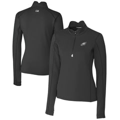 Philadelphia Eagles Cutter & Buck Women's Traverse Stretch DryTec Quarter-Zip Top Black