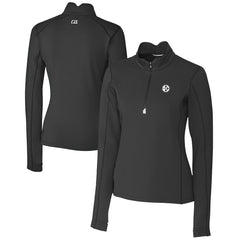 Pittsburgh Steelers Cutter & Buck Women's Traverse Stretch DryTec Quarter-Zip Top Black