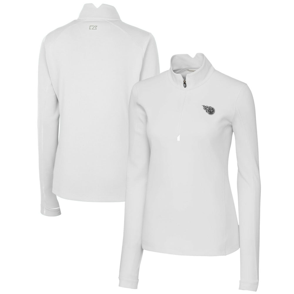 Tennessee Titans Cutter & Buck Women's Traverse Stretch DryTec Quarter-Zip Top White