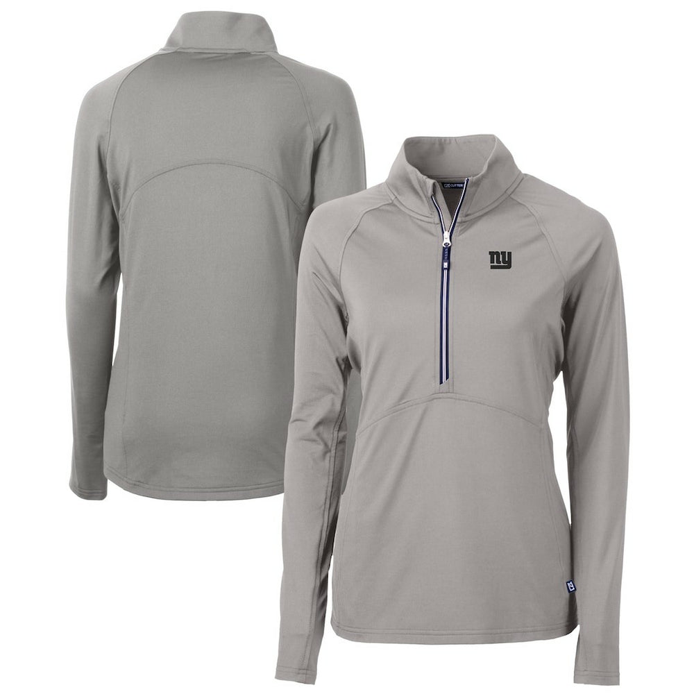 New York Giants Cutter & Buck Women's Adapt Eco Knit Stretch Recycled Raglan Half-Zip Top Gray