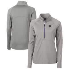 New York Giants Cutter & Buck Women's Adapt Eco Knit Stretch Recycled Raglan Half-Zip Top Gray