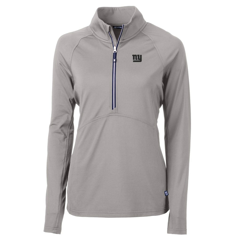 New York Giants Cutter & Buck Women's Adapt Eco Knit Stretch Recycled Raglan Half-Zip Top Gray
