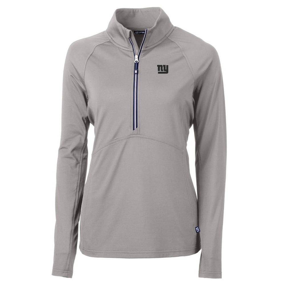New York Giants Cutter & Buck Women's Adapt Eco Knit Stretch Recycled Raglan Half-Zip Top Gray