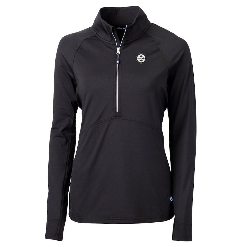 Pittsburgh Steelers Cutter & Buck Women's Adapt Eco Knit Stretch Recycled Raglan Half-Zip Top Black