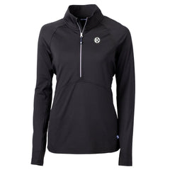 Pittsburgh Steelers Cutter & Buck Women's Adapt Eco Knit Stretch Recycled Raglan Half-Zip Top Black