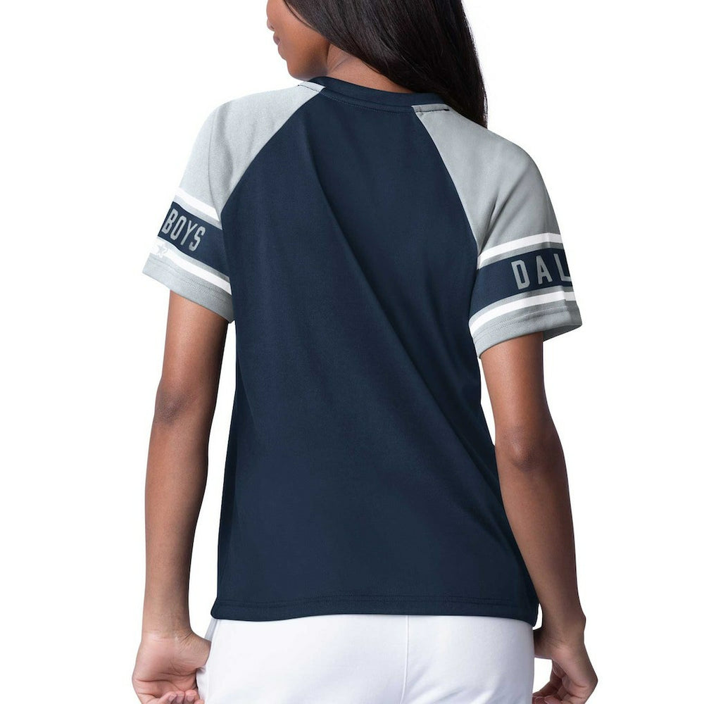 Dallas Cowboys Starter Women's 1st Rounder Color Block Raglan Top Navy