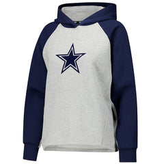 Dallas Cowboys DKNY Sport Women's Joy Cropped Raglan Pullover Hoodie - Gray/Navy