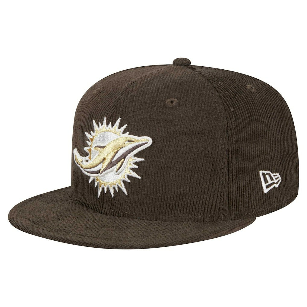 Miami Dolphins New Era Choco Cord 59FIFTY Fitted Hat Brown