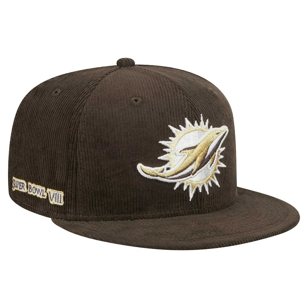 Miami Dolphins New Era Choco Cord 59FIFTY Fitted Hat Brown