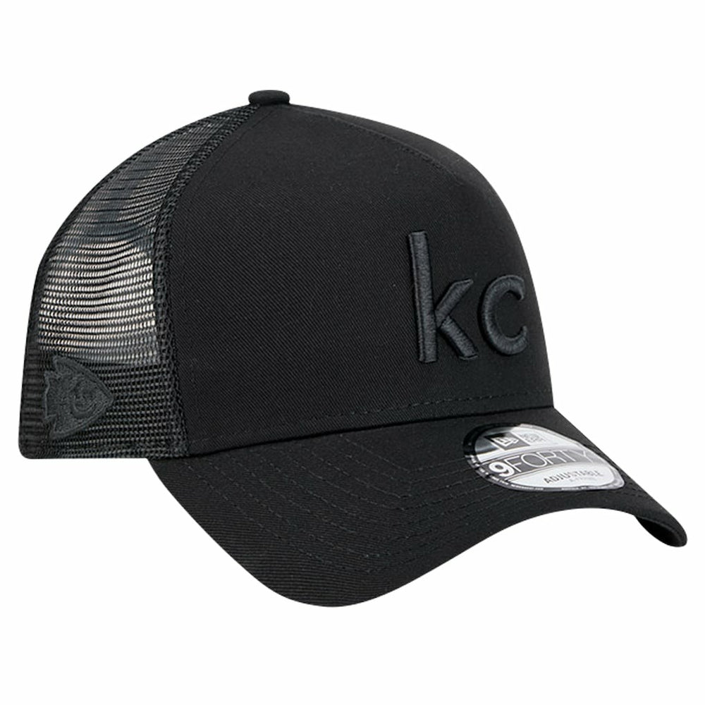 Kansas City Chiefs New Era Domain 9FORTY A-Frame Trucker Adjustable Hat Black