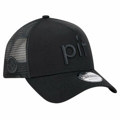 Pittsburgh Steelers New Era Domain 9FORTY A-Frame Trucker Adjustable Hat Black