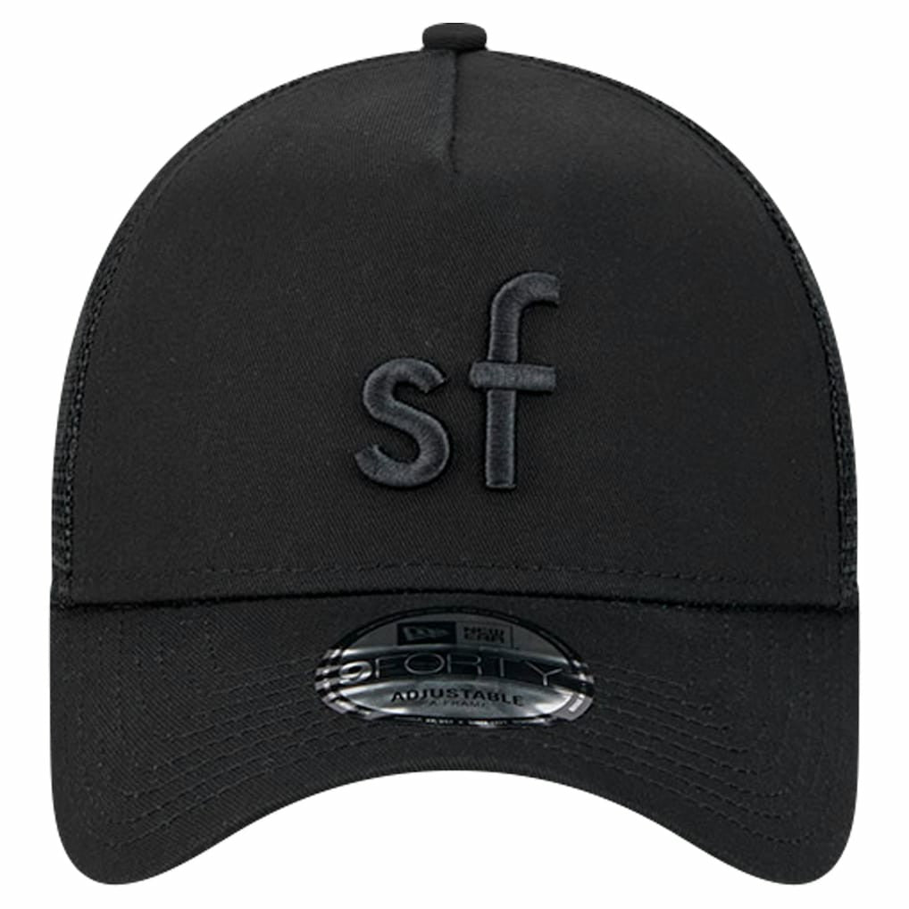 San Francisco 49ers New Era Domain 9FORTY A-Frame Trucker Adjustable Hat Black