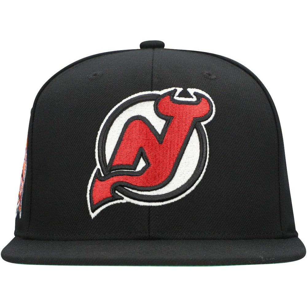 New Jersey Devils Mitchell & Ness Core Top Spot Snapback Hat - Black - NHL 201700828