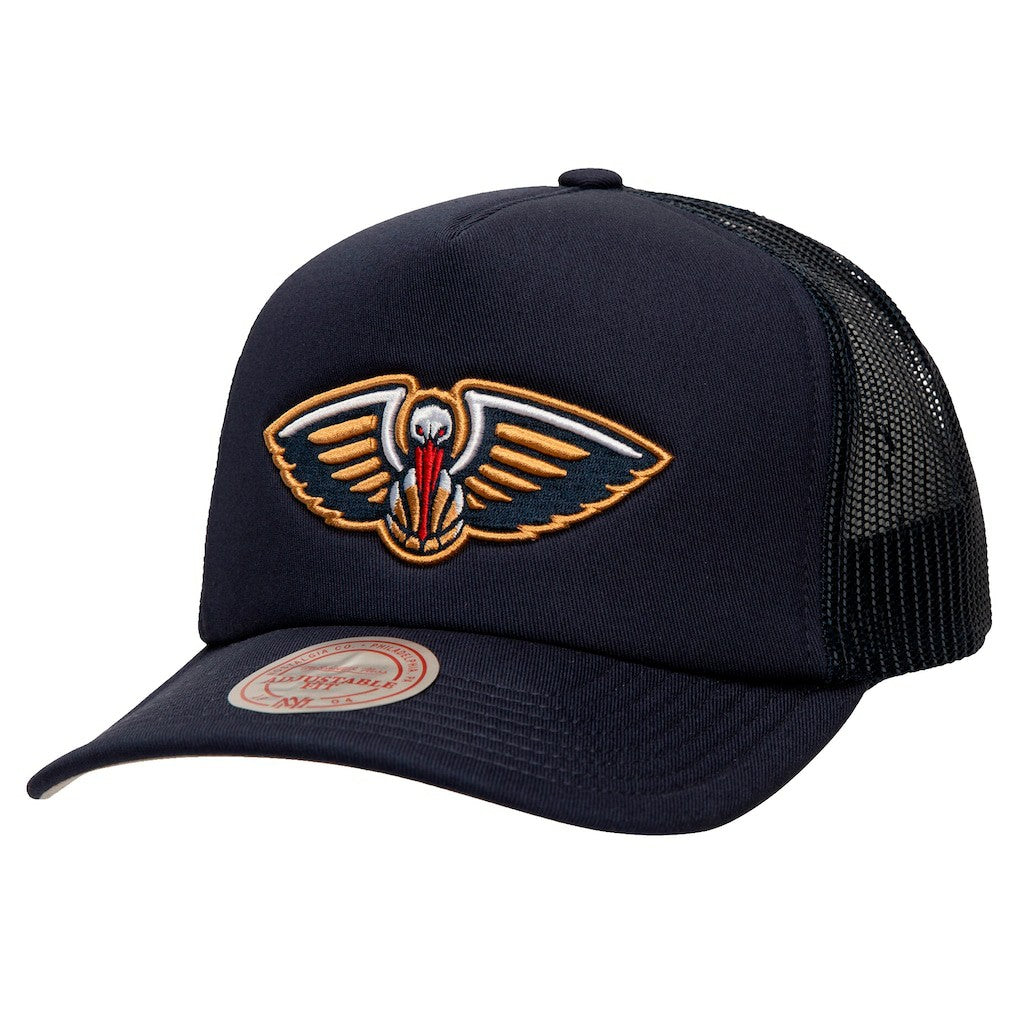 New Orleans Pelicans Core Evergreen OTC Trucker Adjustable Hat Navy | Mitchell & Ness online
