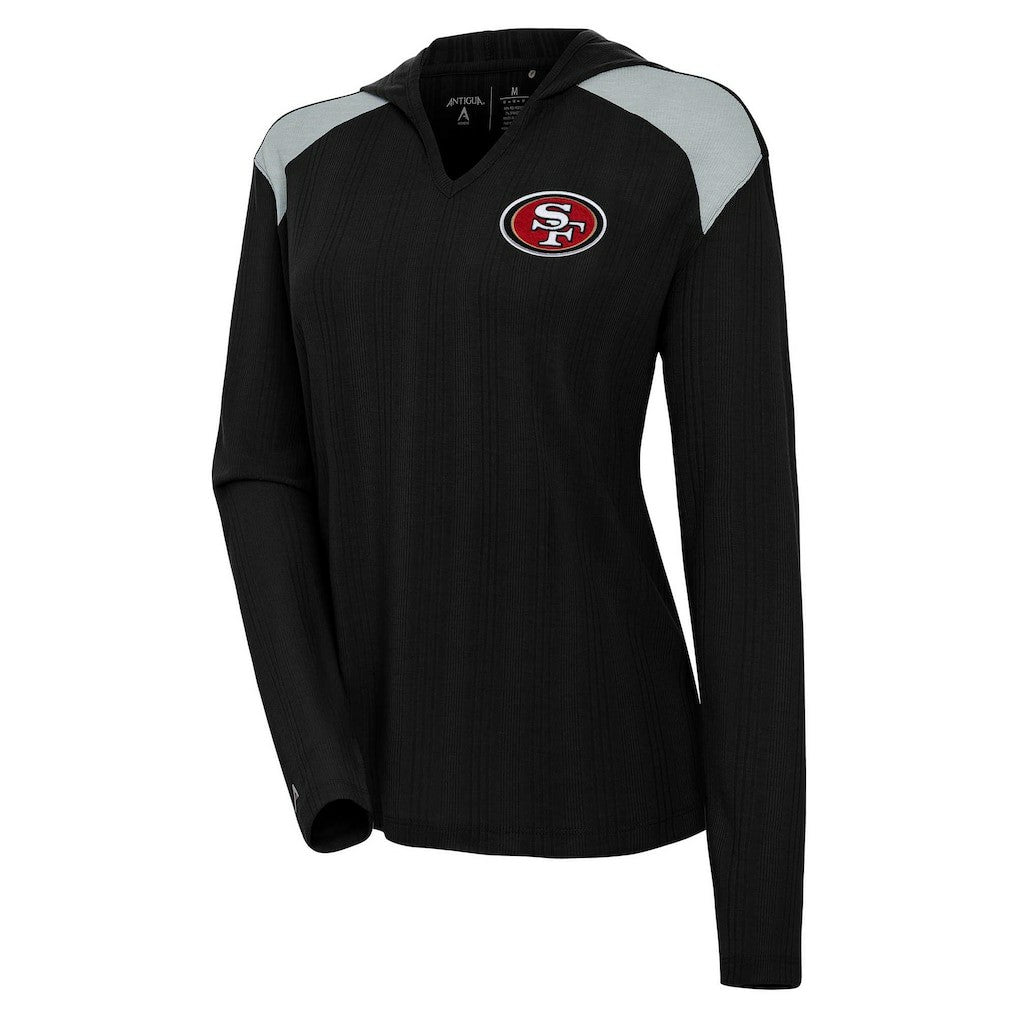 San Francisco 49ers Antigua Women's Opulent Long Sleeve Hoodie T-Shirt Black