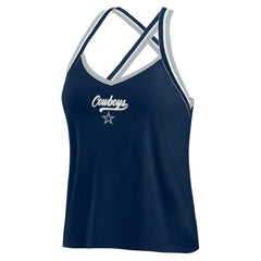 Dallas Cowboys WEAR by Erin Andrews Women's Cross Strap Tri-Blend Tank Top Navy