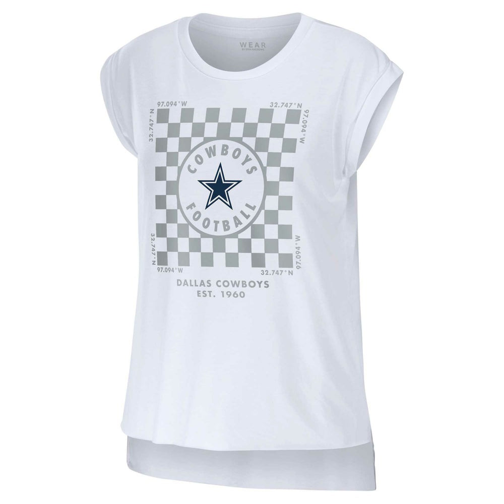 Dallas Cowboys WEAR by Erin Andrews Women's Checker Muscle Tank Top White