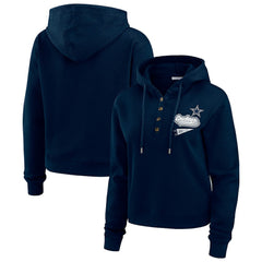 Dallas Cowboys WEAR by Erin Andrews Women's Waffle-Knit Pullover Hoodie Navy